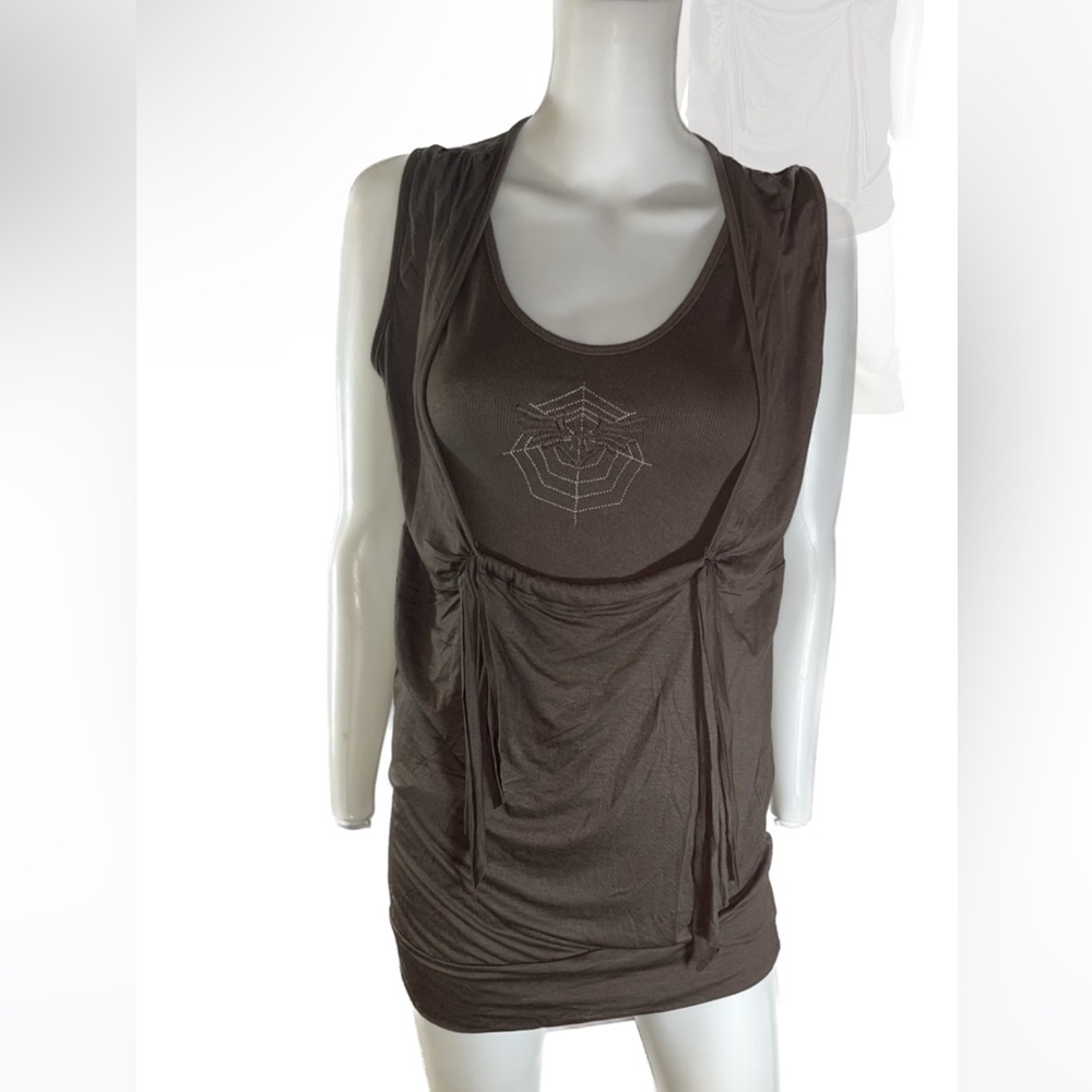 VINTAGE Gabriela womens size L brown sleeveless top